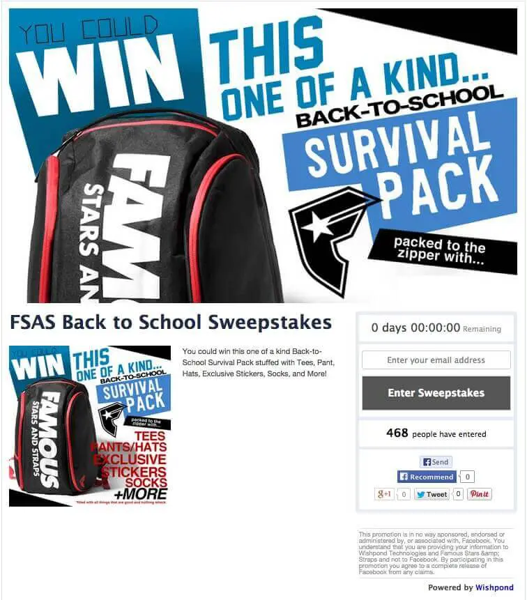 facebook giveaway example
