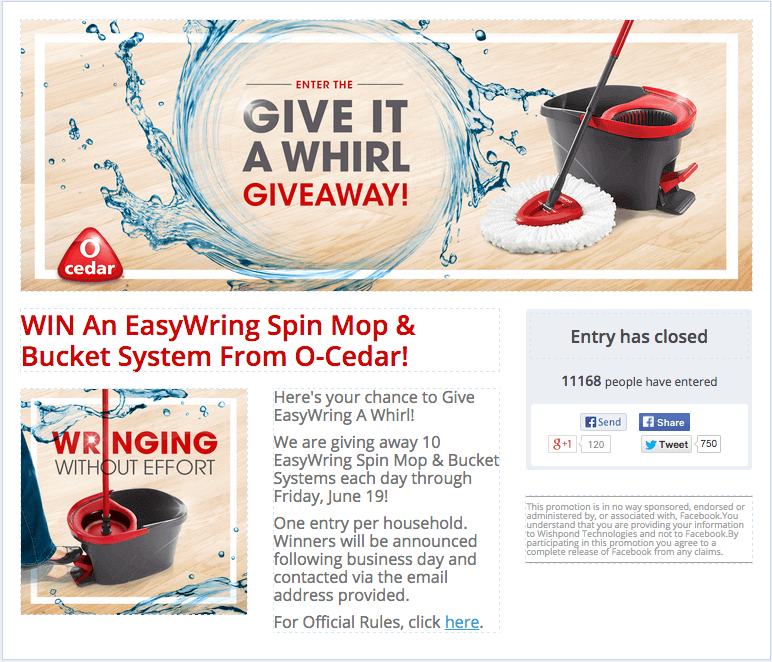 facebook giveaway example