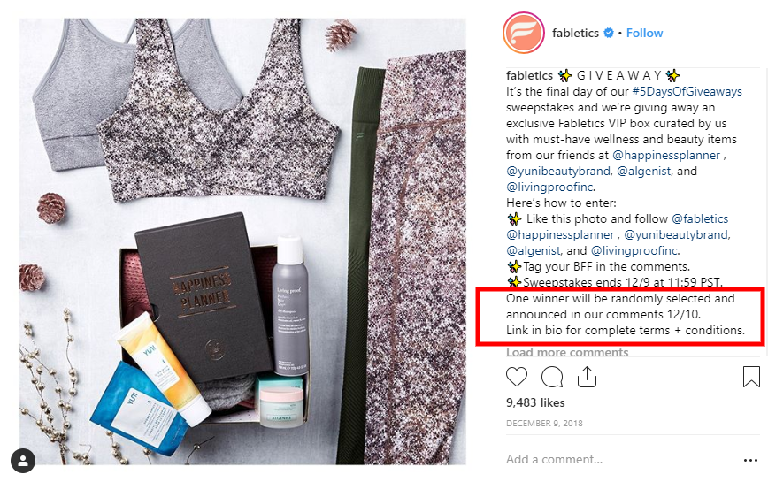 Instagram giveaway