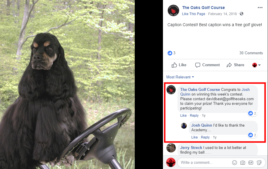 Facebook photo caption contest winner