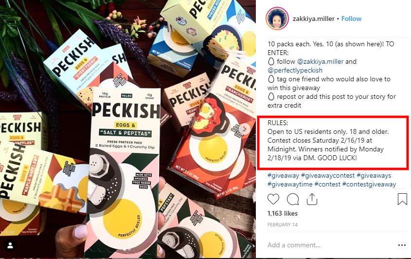 Instagram giveaway