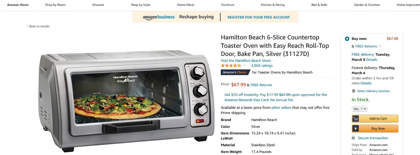 Amazon Toaster Oven