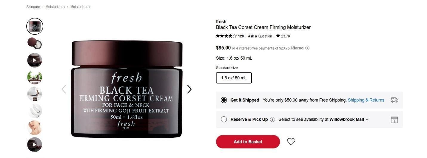 Black Tea Corset Cream Firming Moisturizer from Sephora