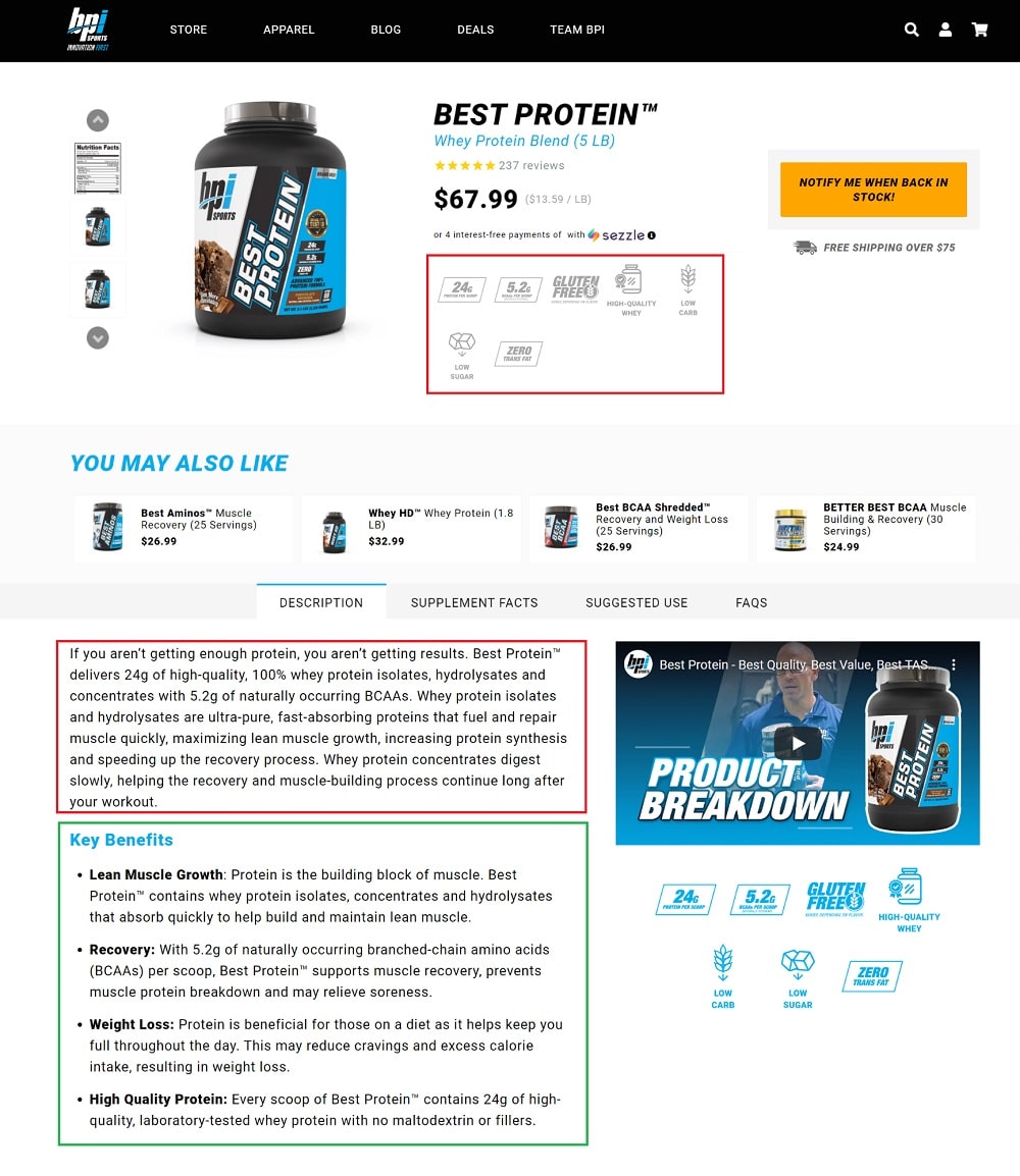 bpi Sports Product Descriptions