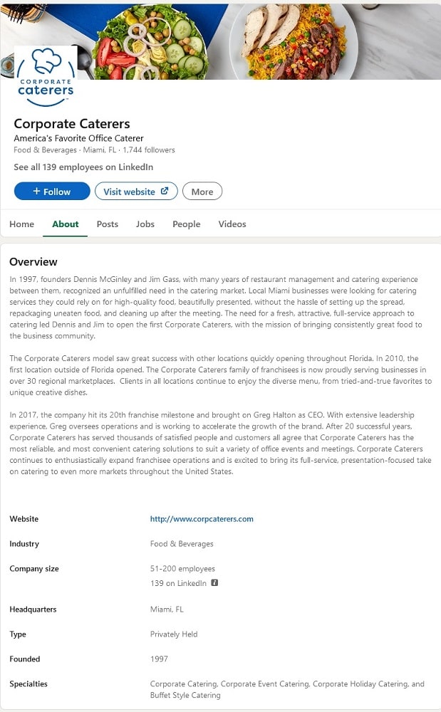 Corporate Caterers SEO