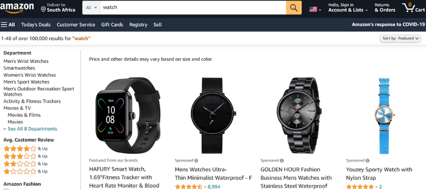 Watches sponsored products