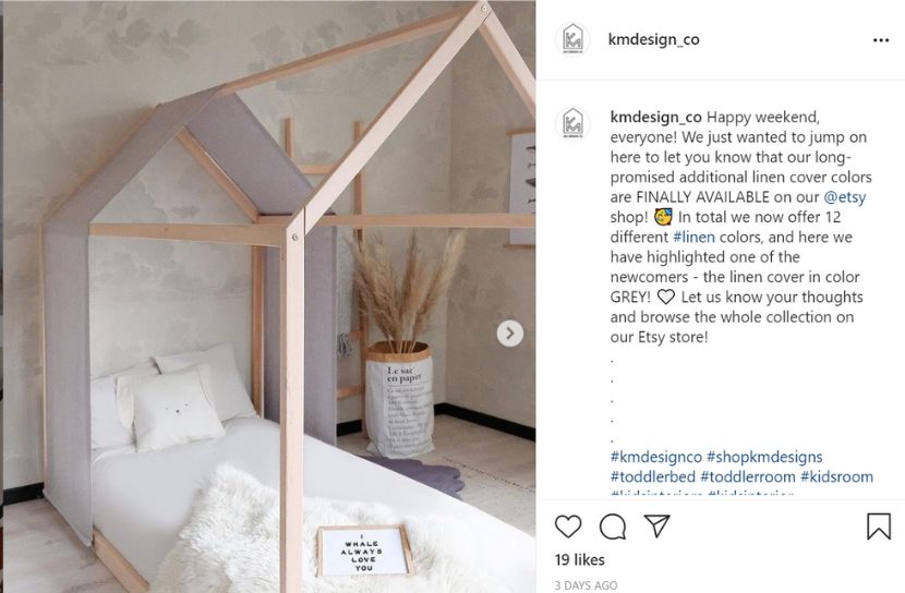 Etsy store Instagram post