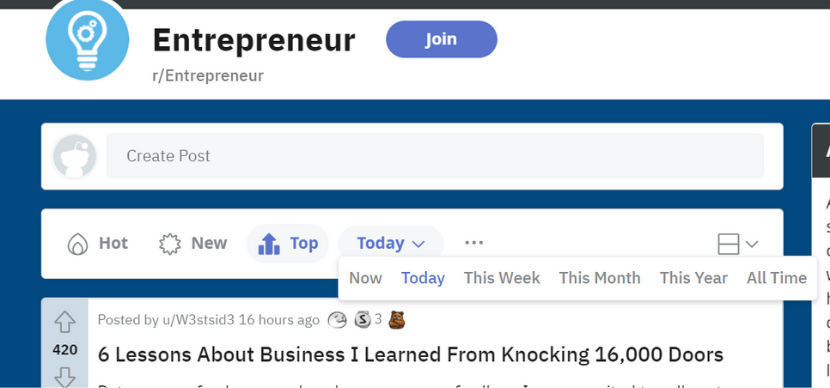 Reddit headline