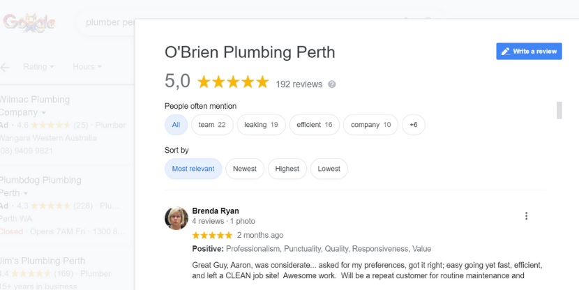 Plumber reviews