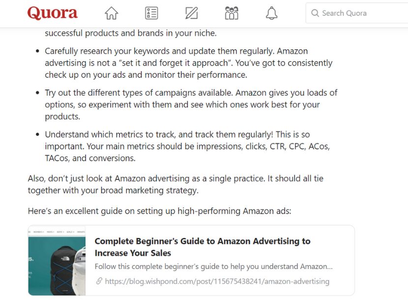 Quora answer