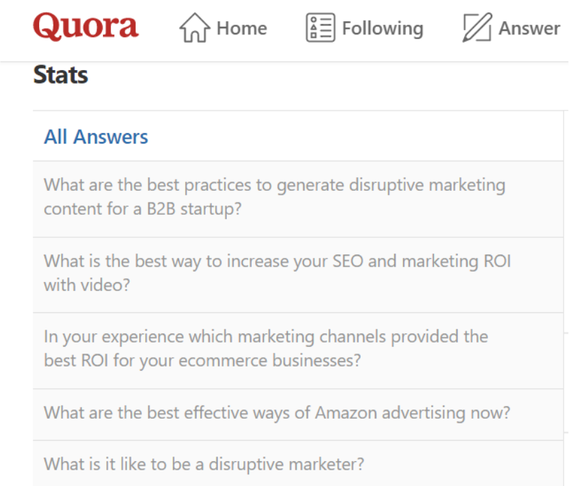 Quora stats