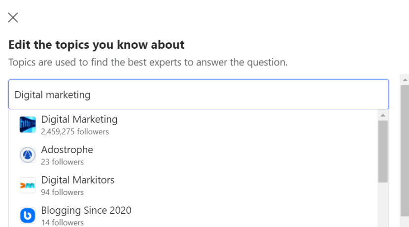 Quora topics