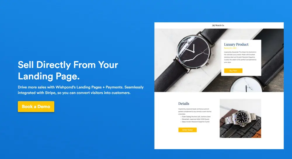 Wishpond Payments Landing Page