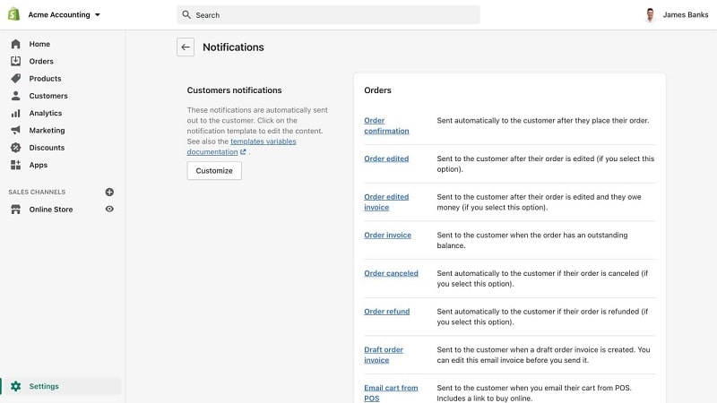 Shopify Notifications