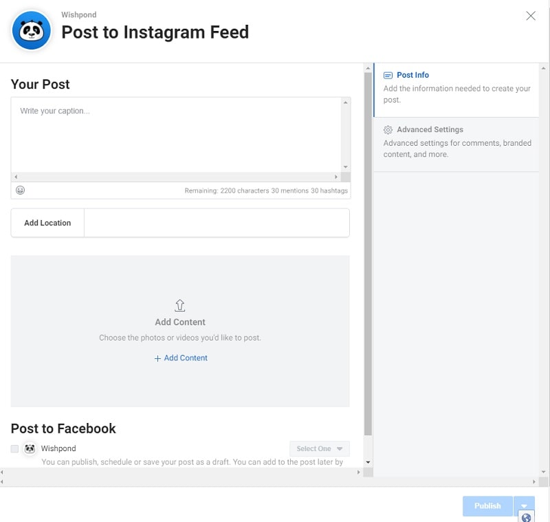 Post to Instagram Feed