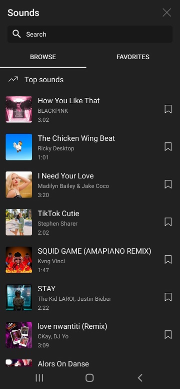 YouTube Shorts Add Music Screen