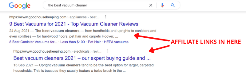 Google affiliate articles