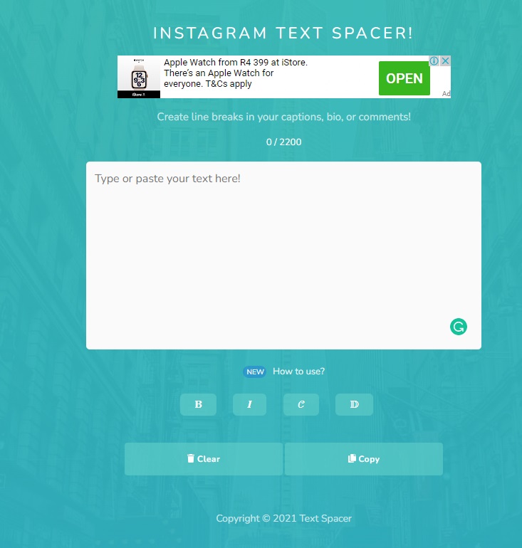 Instagram Text Spacer