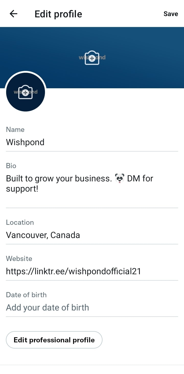 Twitter Mobile Edit Profile