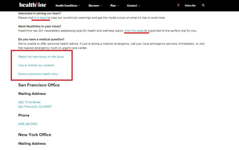 Healthline about page