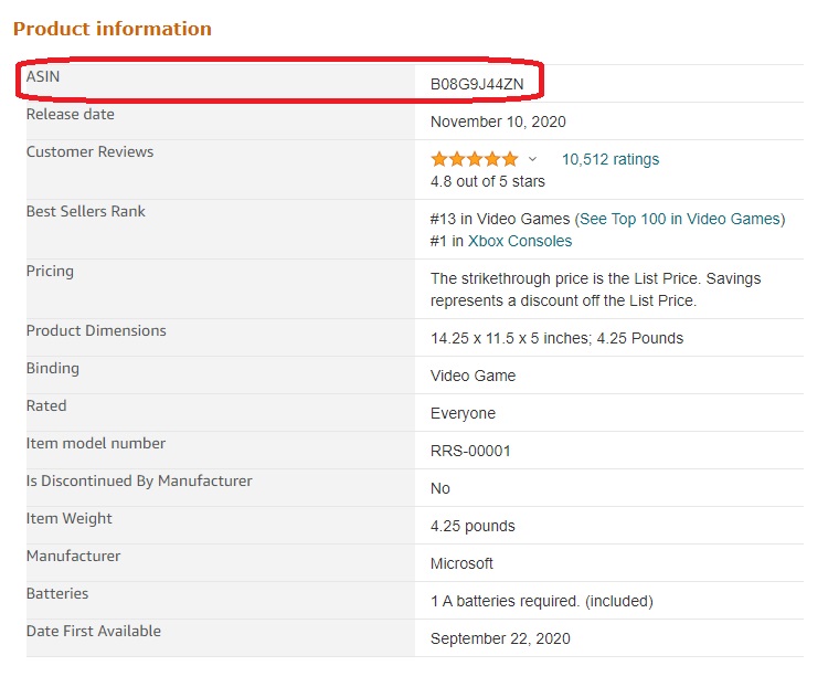Product information ASIN