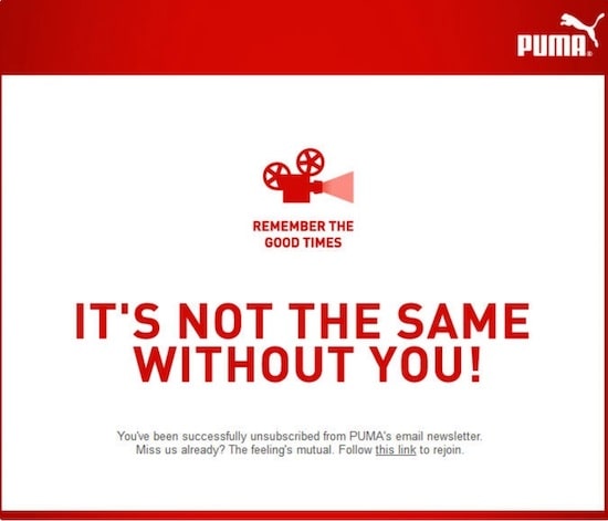 Puma unsubscribe confirmation
