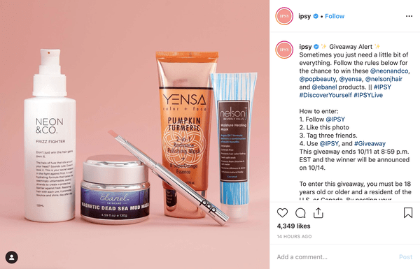 Intagram giveaway