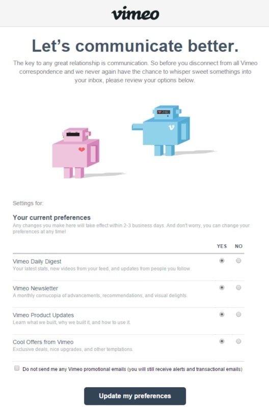 vimeo unsubscribe humor