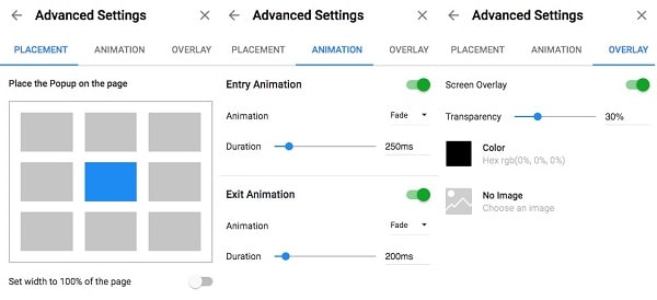 Wishpond Popup Tool Advanced Settings