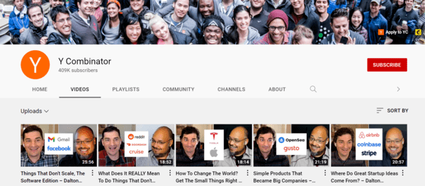 Y Combinator YouTube