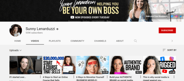 Sunny Lenarduzzi YouTube