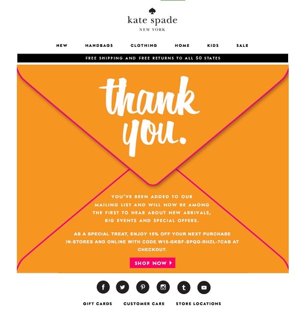 kate spade thank you email