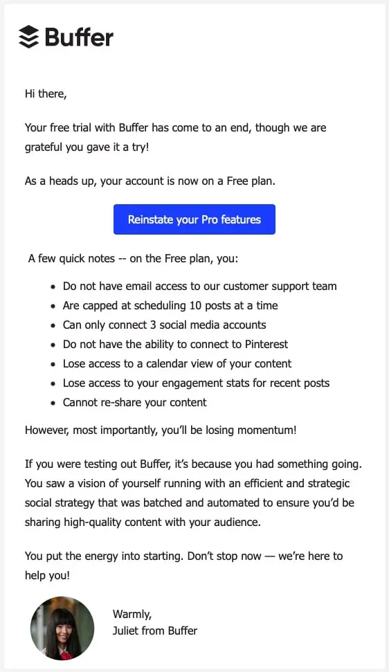 Buffer Premium Account Reminder