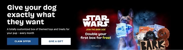 Bark Box Star Wars Landing Page
