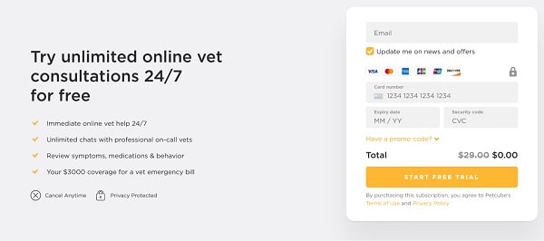 Petcube Emergency Fund Landing Page