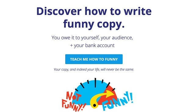 Punchline funny copy landing page