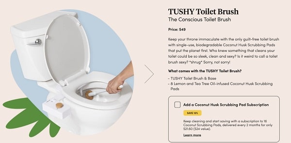 Tushy landing page