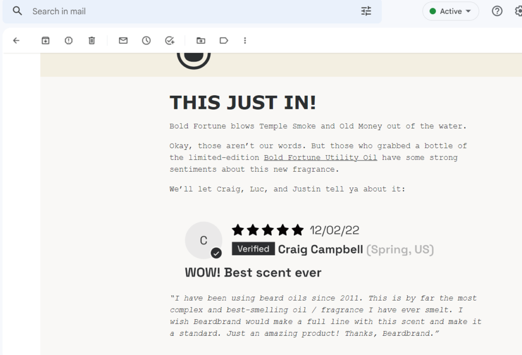 attraction marketing email example