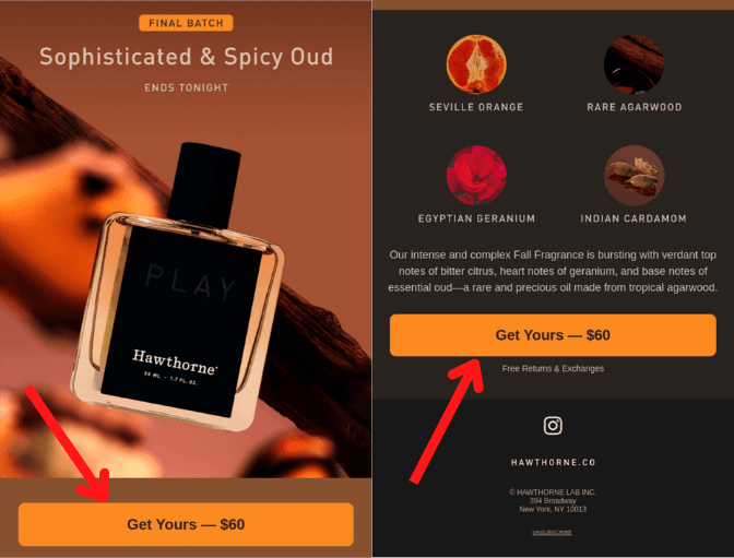 ecommerce CTA example