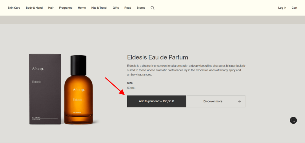 ecommerce CTA example