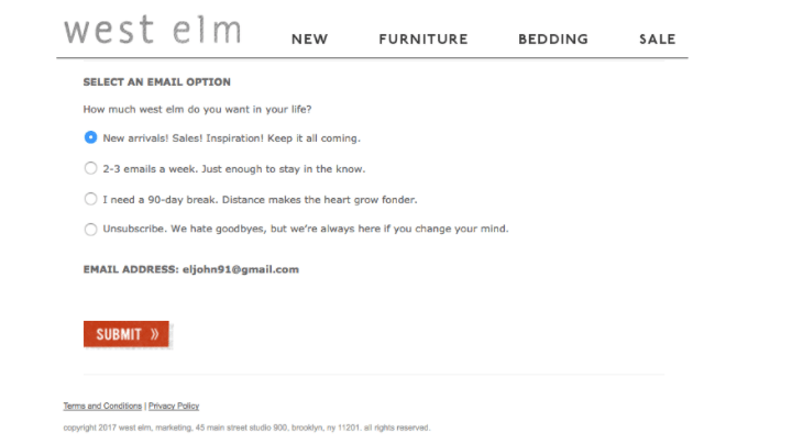 email preferences