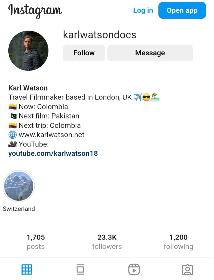 Instagram bio example