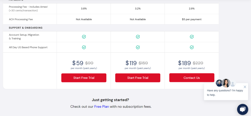 pricing page example