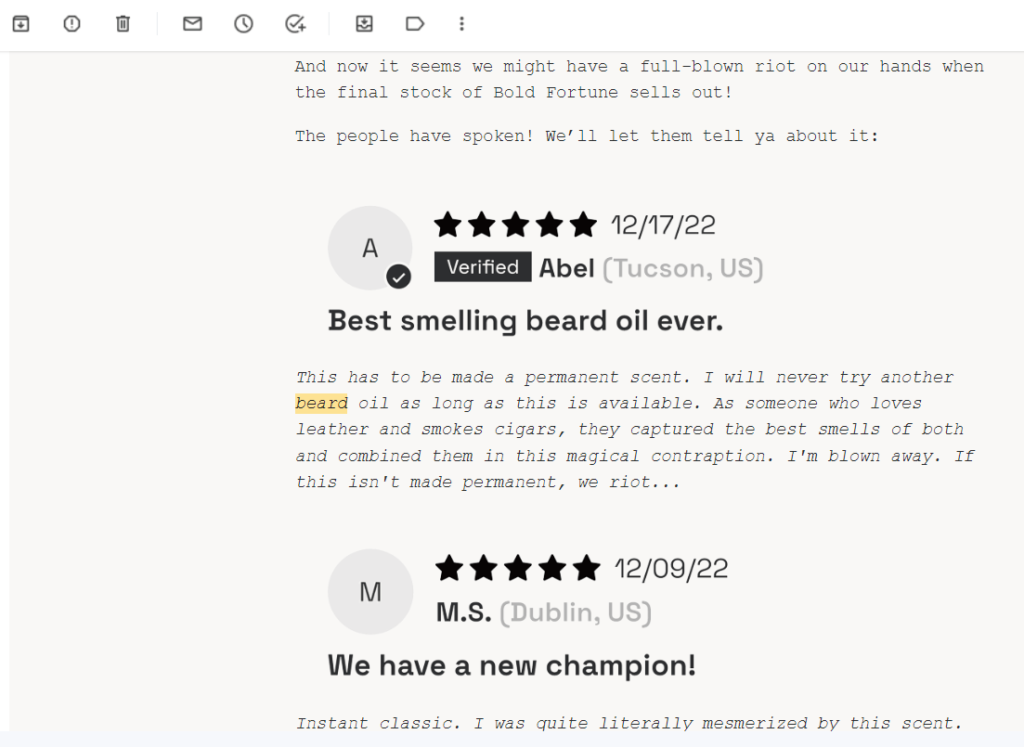 customer reviews