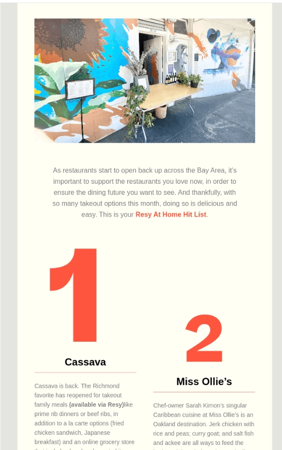 restaurant newsletter example