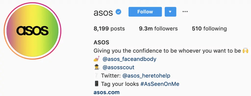 Business Instagram profile