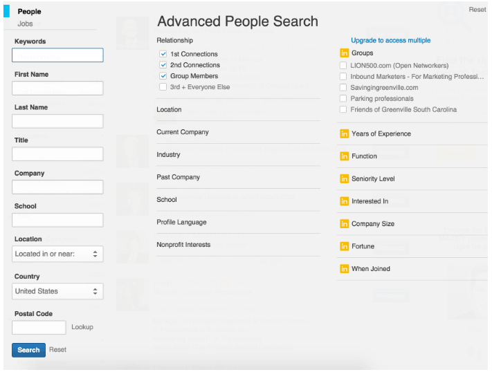 LinkedIn targeting