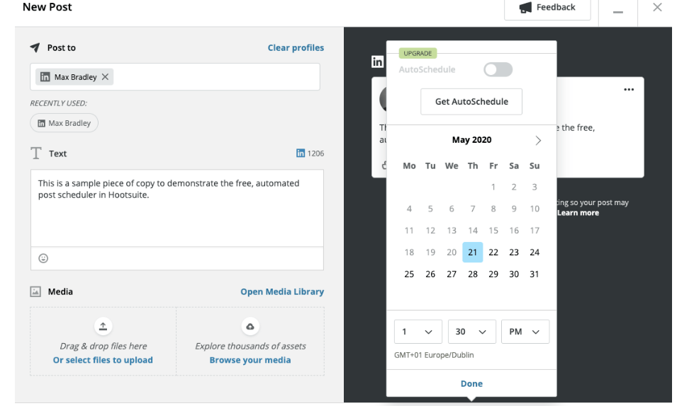 LinkedIn scheduling