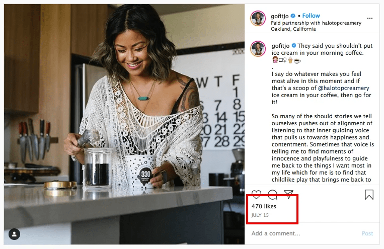 Influencer marketing example