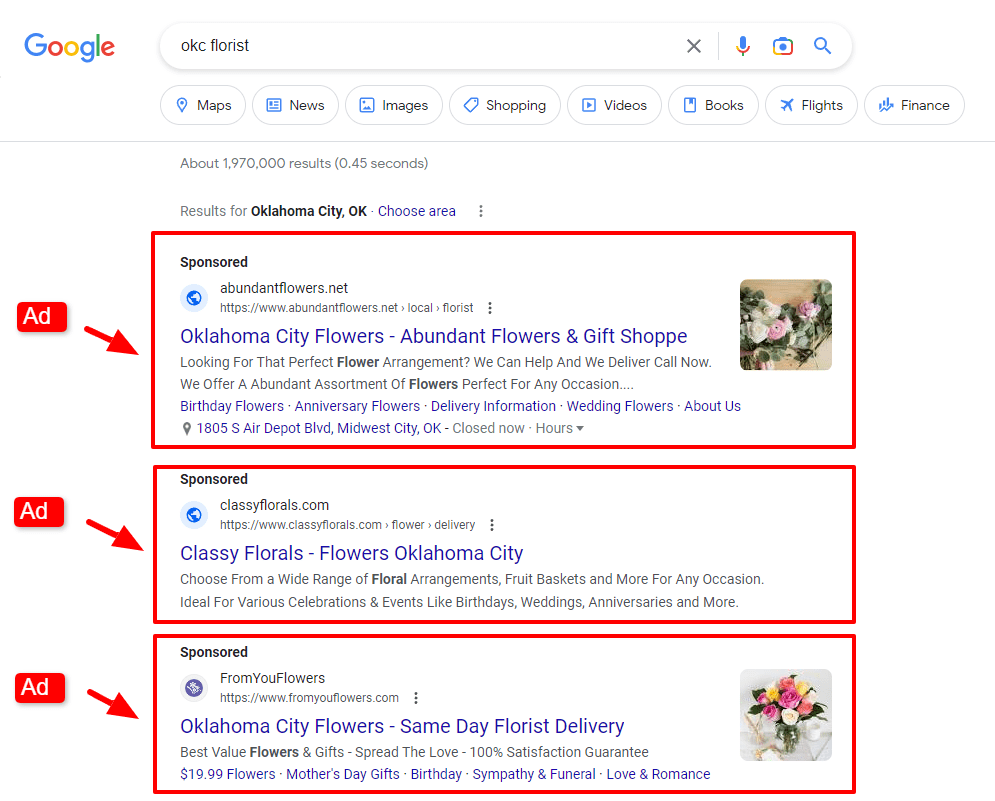 Google Ads example